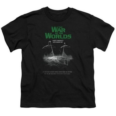 Trevco War Of The Worlds-Attack Poster Short Sleeve Youth 18-1 Tee, Black - XL