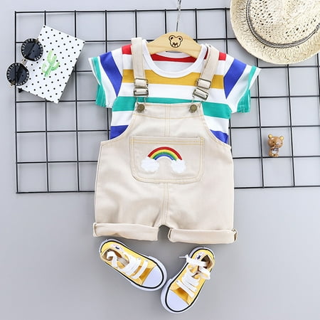 Yubatuo Toddler Baby Boy Kids Rainbow Stripe Tops T-shirt Straps Short Outfits SetWhite100
Yubatuo Toddler Baby Boy Kids Rainbow Stripe Tops T-shirt Straps Short Outfits SetWhite100