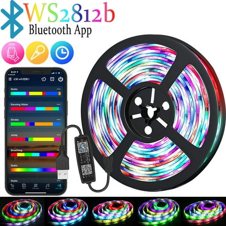 Toyella RGB Color-changing 5V Magic USB Light Strip WS2812b Bluetooth 2M