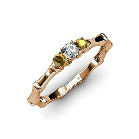 Citrine with Center Diamond (SI2-I1 G-H) Three Stone Bamboo Ring 0.29 ct tw in 14K Rose Gold.size 4.5
Citrine with Center Diamond (SI2-I1 G-H) Three Stone Bamboo Ring 0.29 ct tw in 14K Rose Gold.size 4.5