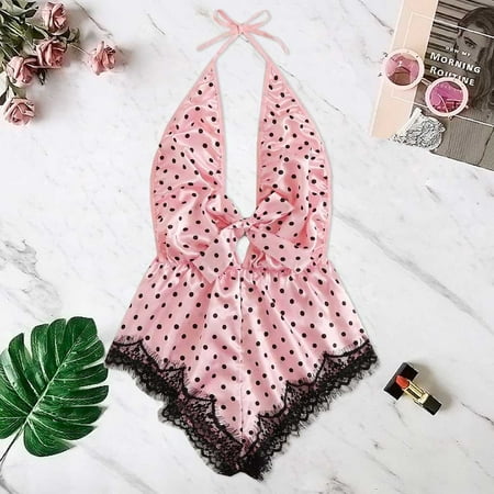 Lingerie For Women Printing Lace Stain Bow Lingerie Bodysuit Backless Pajamas Silk Jumpsuit
Lingerie For Women Printing Lace Stain Bow Lingerie Bodysuit Backless Pajamas Silk Jumpsuit