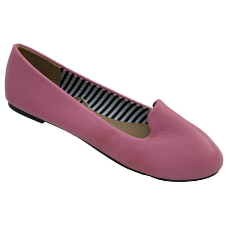 Womens Faux Suede Loafer Smoking Shoes Flats 4024 Pink PU 7/8