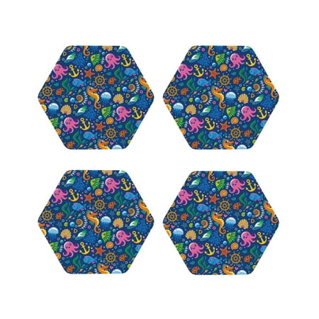 Fuzoiu Sea Fish Print Leather Coasters Set Drink Coasters Set of 4 for Tabletop Protection Durable PVC Coasters Home Décor and Housewarming Gift-Hexagon
Fuzoiu Sea Fish Print Leather Coasters Set Drink Coasters Set of 4 for Tabletop Protection Durable PVC Coasters Home Décor and Housewarming Gift-Hexagon