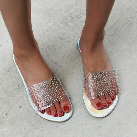 YOTAMI Womens Slippers Women s Leisure Vacation Open Toe Rhinestone Transparent Upper Flat Beach Slippers Multicolor
YOTAMI Womens Slippers Women s Leisure Vacation Open Toe Rhinestone Transparent Upper Flat Beach Slippers Multicolor