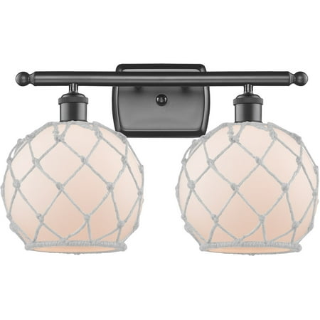 Oil Rubbed Bronze Tone Bathroom Vanity 16 Wide White with White Rope Glass Steel/Cast Brass Medium Base LED 2 Light Fixture
Oil Rubbed Bronze Tone Bathroom Vanity 16 Wide White with White Rope Glass Steel/Cast Brass Medium Base LED 2 Light Fixture