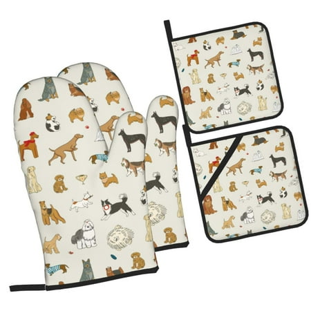 Honeii Dogs Funny Pets Pattern Oven Mitts and Pot Holders Silicone Oven Gloves 500 F Heat Resistant Oven Mitts Sets 4PCS
Honeii Dogs Funny Pets Pattern Oven Mitts and Pot Holders Silicone Oven Gloves 500 F Heat Resistant Oven Mitts Sets 4PCS