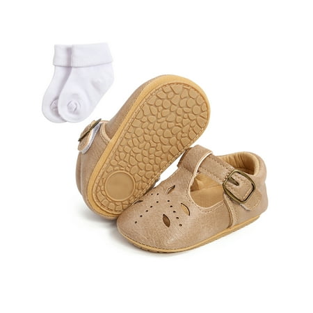 Wazshop Toddler Kids Crib Shoes First Walkers Princess Shoe T-Strap Sandals Vintage Hollow Out Flats Baby Girls Closed Toe Non-Slip Khaki with Socks 5C
Wazshop Toddler Kids Crib Shoes First Walkers Princess Shoe T-Strap Sandals Vintage Hollow Out Flats Baby Girls Closed Toe Non-Slip Khaki with Socks 5C