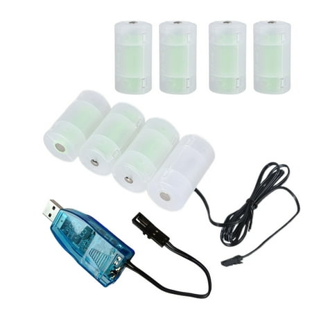 Reuse 1M USB to 1V-24V LR20 D Size Battery Eliminator Replace 1-8pcs Batteries