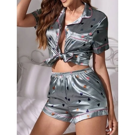 Pajama Set Women s Striped Silky Satin Pajamas Short Sleeve Top with Shorts Sleepwear PJ Set Underwear
Pajama Set Women s Striped Silky Satin Pajamas Short Sleeve Top with Shorts Sleepwear PJ Set Underwear
