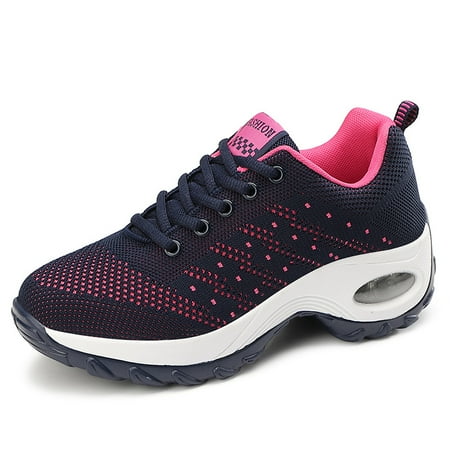 Women‘s Breathable Air Cushion Sneakers Mesh Lace Up Low Top Casual Shoes Women‘s Sport Shoes