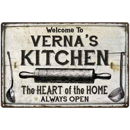 VERNA'S Kitchen Farmhouse Sign Gift Personalized 12x18 Metal 112180033362
