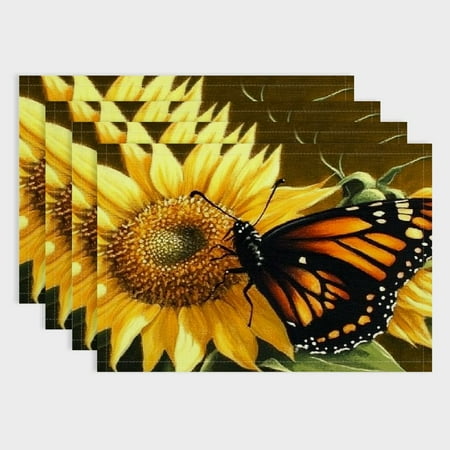 Shiartex Butterfly Sunflower Linen Cloth Dining Table Placemats Set of 4 for Birthday Parties Christmas Restaurants and Buffets - Indoor Outdoor Home Decoration 18x12in
Shiartex Butterfly Sunflower Linen Cloth Dining Table Placemats Set of 4 for Birthday Parties Christmas Restaurants and Buffets - Indoor Outdoor Home Decoration 18x12in
