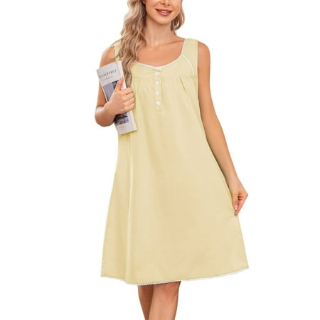 Noilla Ladies Sleep Dress Tank Nightgown Sleeveless Sleepwear Women Lounge Chemise V Neck Night Gowns Yellow XL
Noilla Ladies Sleep Dress Tank Nightgown Sleeveless Sleepwear Women Lounge Chemise V Neck Night Gowns Yellow XL