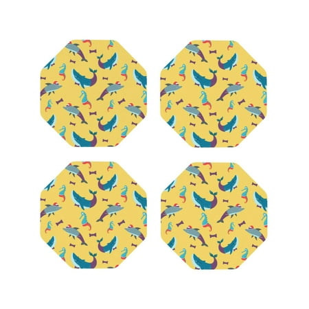 Drink Coasters Set of 4 Funny Cute Shark Whale Seahorse Leather Coasters for Coffee Table Protector Heat Resistant Cute Coasters for Home Decor Housewarming Gifts Bar Kitchen 4 Inch Octagon
Drink Coasters Set of 4 Funny Cute Shark Whale Seahorse Leather Coasters for Coffee Table Protector Heat Resistant Cute Coasters for Home Decor Housewarming Gifts Bar Kitchen 4 Inch Octagon