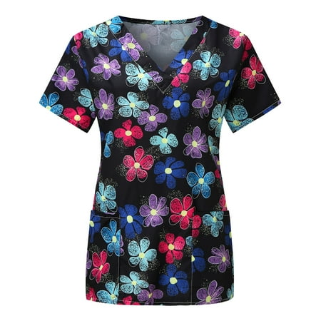 ERTUTUYI Womens tops Women Short Sleeve V-neck Tops Working Uniform Multicolor L
ERTUTUYI Womens tops Women Short Sleeve V-neck Tops Working Uniform Multicolor L