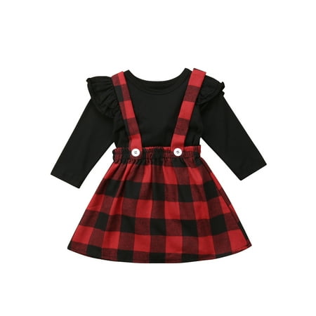 Musuos Baby Christmas Outfit Toddler Girl Ruffle Long Sleeve T-Shirt Plaid Overall Skirt
Musuos Baby Christmas Outfit Toddler Girl Ruffle Long Sleeve T-Shirt Plaid Overall Skirt
