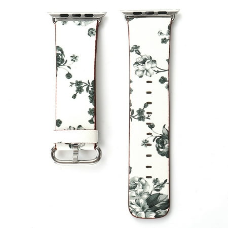 Soft PU Leather Floral Flower Watchband for Apple Watch Band 38mm 42mm Pastoral Strap Wrist Band for Watch Series 3 2 1