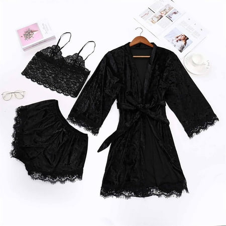 AXXD Women Sexy Three-Piece Pajamas Lace Velvet Solid Color Lace Three-Piece Pajamas Nightdress Sleepwear
AXXD Women Sexy Three-Piece Pajamas Lace Velvet Solid Color Lace Three-Piece Pajamas Nightdress Sleepwear