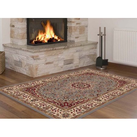 Potenza Essex Point Area Rugs - 5396 Traditional Oriental Blue Medallion Vines Leaves Bordered Rug