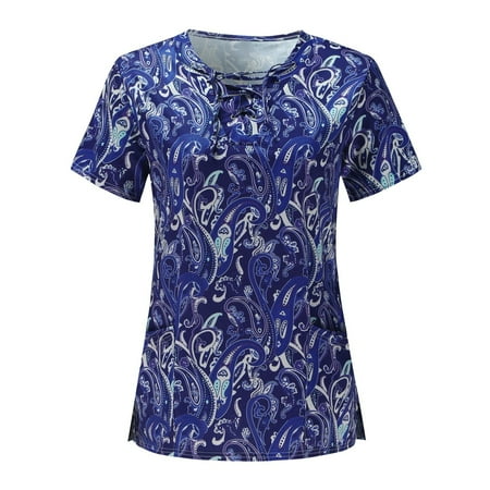 Xutthjh Summer Women Scrubs Tops Short Sleeve V-Neck Flower Printed Top Nursed Uniform Working T-Shirts
Xutthjh Summer Women Scrubs Tops Short Sleeve V-Neck Flower Printed Top Nursed Uniform Working T-Shirts