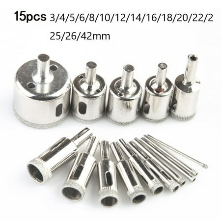 GLFILL 15 Pieces Diamond Hole Saw Bit Set for Glass Tile Saw Cutting Tool 3-42 mm
GLFILL 15 Pieces Diamond Hole Saw Bit Set for Glass Tile Saw Cutting Tool 3-42 mm