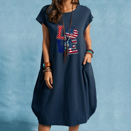 Hvyesh Summer Dresses Women 2023 Casual Elegant Midi Dress 4th of July Print Crewneck Sundresses Short Sleeve Flowy Dresses Navy
Hvyesh Summer Dresses Women 2023 Casual Elegant Midi Dress 4th of July Print Crewneck Sundresses Short Sleeve Flowy Dresses Navy