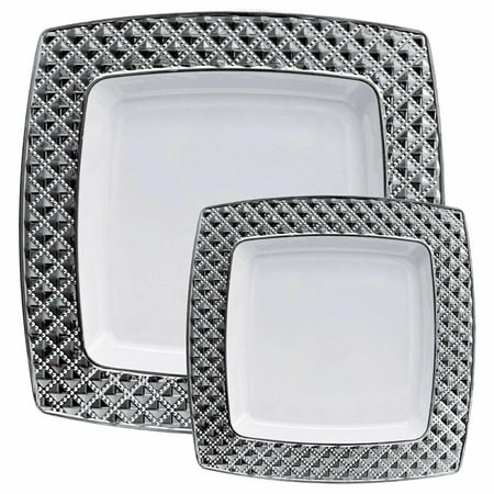 DIAMOND COLLECTIONS SQUARE WHITE SILVER PLASTIC TABLEWARE PACKAGE FOR ALL PARTIE (40 Qty)
DIAMOND COLLECTIONS SQUARE WHITE SILVER PLASTIC TABLEWARE PACKAGE FOR ALL PARTIE (40 Qty)