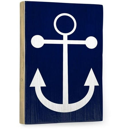 ArteHouse Decorative Wood Sign "Navy Anchor" by Artist Amanda Catherine, 9" x 12", Solid Wood