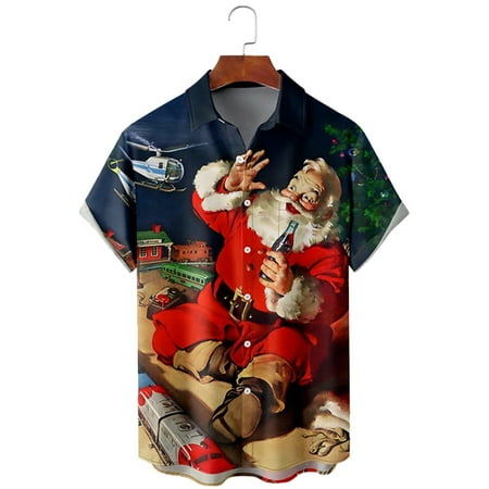 MLFU Christmas Button Up Shirt for Men Fun Printed Casual Short Sleeve Hawaiian Santa Shirt
MLFU Christmas Button Up Shirt for Men Fun Printed Casual Short Sleeve Hawaiian Santa Shirt