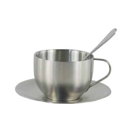 Double-deck Stainless Steel Coffee Mug Tea Cups Milk Mug with Saucer Mat Spoon
Double-deck Stainless Steel Coffee Mug Tea Cups Milk Mug with Saucer Mat Spoon