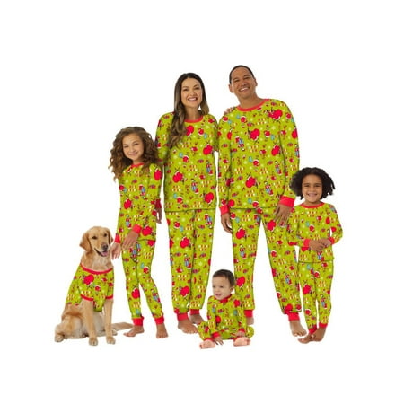 

Dr. Seuss Grinch Matching Family Sleepwear Women s & Women s Plus Long Sleeve Top and Pants 2-Piece Pajama Set