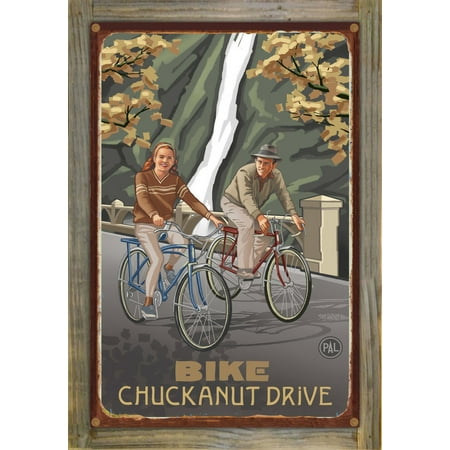Bike Chuckanut Drive Rustic Metal Print on Reclaimed Barn Wood by Paul A. Lanquist (12" x 18")