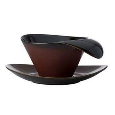 Oneida L6753074504 7.25 in. Rustic Crimson Porcelain Oval Coupe Saucer White