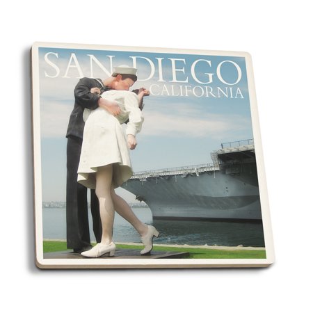 Sailor Sculpture at USS Midway - San Diego, California (Set of 4 Ceramic Coasters - Cork-backed, Absorbent)