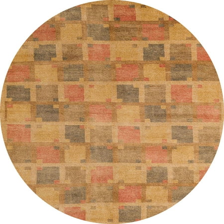 Ahgly Company Indoor Round Abstract Sedona Brown Area Rugs 4 Round