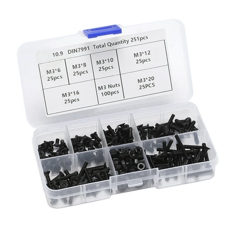 251 Pcs Hex Socket Screw Nuts Carbon Steel Full Thread Screws Bolt Assortment Kit Cap Head / Sink Head / Flat Head
251 Pcs Hex Socket Screw Nuts Carbon Steel Full Thread Screws Bolt Assortment Kit Cap Head / Sink Head / Flat Head