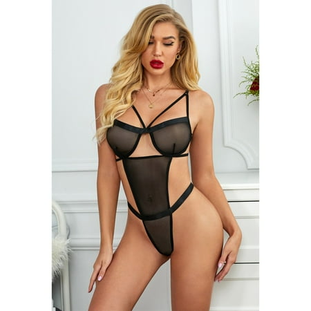 VONCOS Women s Lace Sexy Erotic Underwear Women s Valentine s Day Sexy Perspective Three-point One-piece Sexy Lingerie