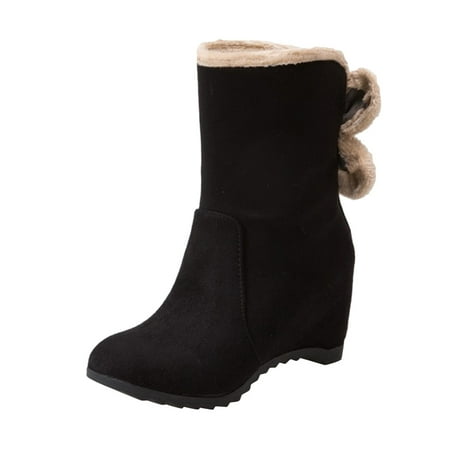 Suede Slope heel Boots for Women with Bow Tie Ladies Suede Bow Short Boots Plus Velvet Warm Wedge Heel Cotton Boots Black
Suede Slope heel Boots for Women with Bow Tie Ladies Suede Bow Short Boots Plus Velvet Warm Wedge Heel Cotton Boots Black