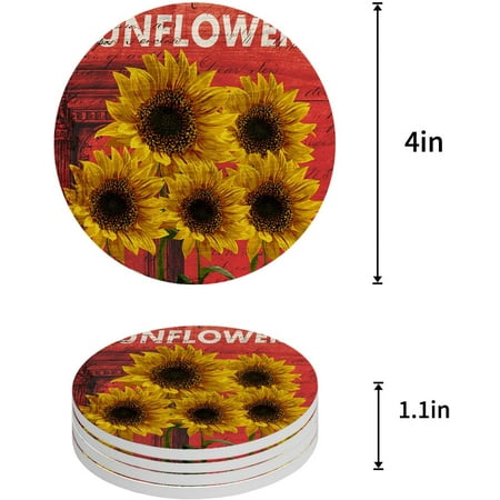 ZHANZZK Sunflower Pattern Vintage Set of 4 Round Coaster for Drinks Absorbent Ceramic Stone Coasters Cup Mat with Cork Base for Home Kitchen Room Coffee Table Bar Decor
ZHANZZK Sunflower Pattern Vintage Set of 4 Round Coaster for Drinks Absorbent Ceramic Stone Coasters Cup Mat with Cork Base for Home Kitchen Room Coffee Table Bar Decor