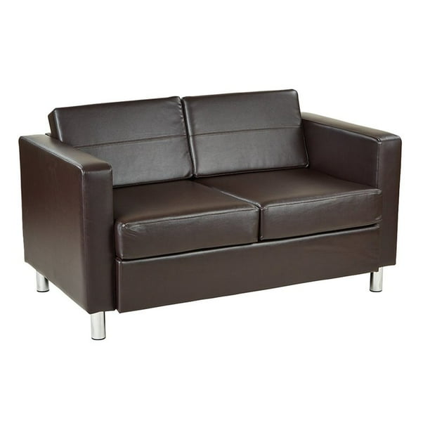 OSP Home Furnishings Pacific Loveseat in Faux Leather, Brown