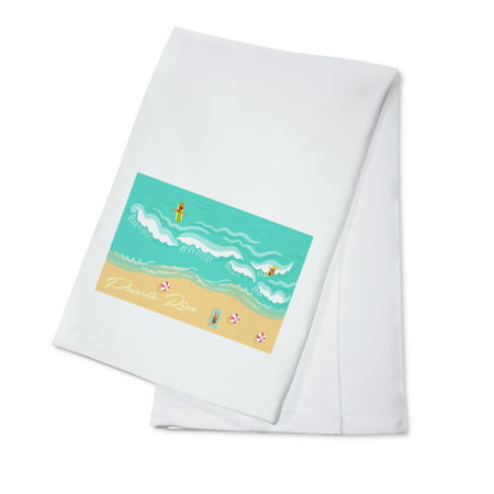 

Puerto Rico Aerial Beach Scene (100% Cotton Tea Towel Decorative Hand Towel Kitchen and Home)