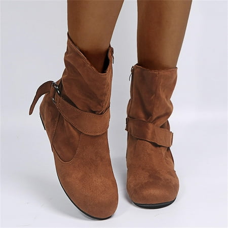ERTUTUYI Zipper Heels Shoes Breathable Women s Retro Short Fashion Boots High Women s Boots Yellow 37