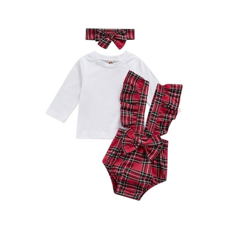 Infant Baby Girls Romper Set T-shirt Tops Ruffle Sleeve Plaid Romper with Bowknot Hairband Outfit
Infant Baby Girls Romper Set T-shirt Tops Ruffle Sleeve Plaid Romper with Bowknot Hairband Outfit
