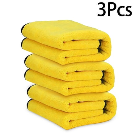 3PC Car Extra Thick Coral Velvet Cleaning Cloths Soft Reusable Polishing Towel