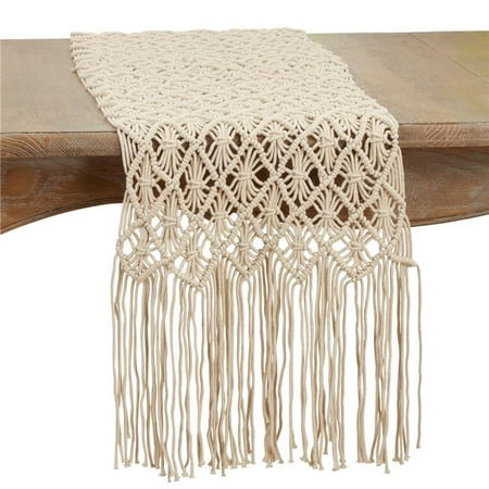Saro Lifestyle 7002.N1672B 16 x 72 in. Macram Table Runner Natural