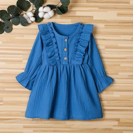 KONBECA Toddler Girl Outfits Princess Dresses Baby Girls Fall Ruffles Long Sleeve Vintage Solid Casual Dress Cotton Dresses Blue (1-2 Years)
KONBECA Toddler Girl Outfits Princess Dresses Baby Girls Fall Ruffles Long Sleeve Vintage Solid Casual Dress Cotton Dresses Blue (1-2 Years)