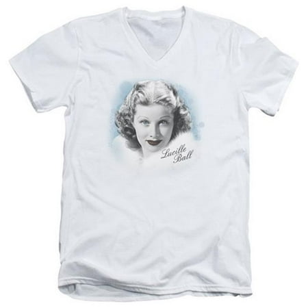 Trevco Lucille Ball-In Blue Short Sleeve Adult V-Neck 30-1 Tee, White - XL
