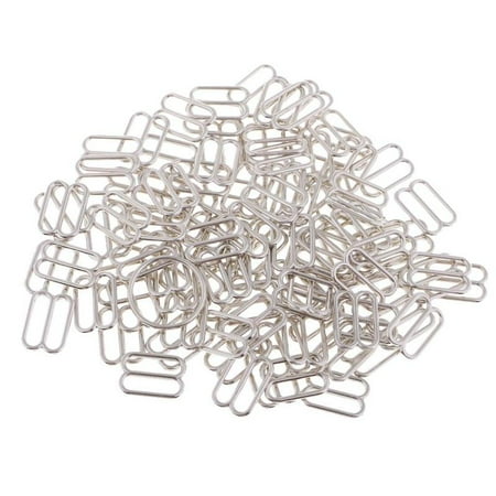 100 Pieces 8 Lingerie Bra Strap Slider Adjuster for Corset - Silver 12mm