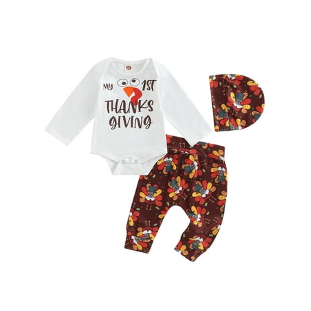 Domingbub My 1st Thanksgiving Newborn Baby Girl Boy Romper Bodysuit Turkey Cartoon Pattern Pants Hat 3Pcs Outfits Set
Domingbub My 1st Thanksgiving Newborn Baby Girl Boy Romper Bodysuit Turkey Cartoon Pattern Pants Hat 3Pcs Outfits Set