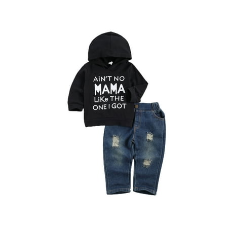 Infant Toddler Baby Boy Clothes Letter Print Long Sleeve Hooded Pullover Ripped Jeans 2Pcs Outfits
Infant Toddler Baby Boy Clothes Letter Print Long Sleeve Hooded Pullover Ripped Jeans 2Pcs Outfits
